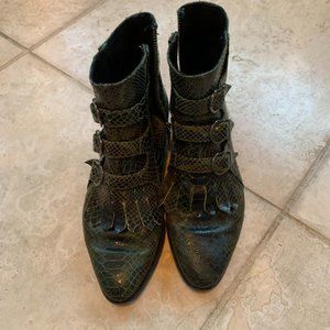 Modern Vice Green Snakeskin Ankle Booties